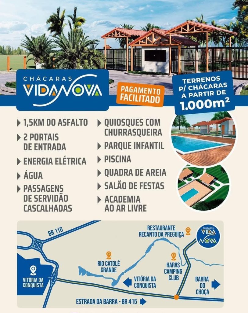 Chácaras Vida Nova, informações: 77 99124-3413